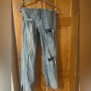 Distressed Blue Denim Jeans